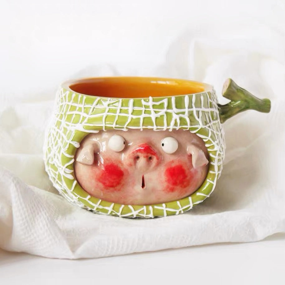 Melon Pig Ceramic Bowl