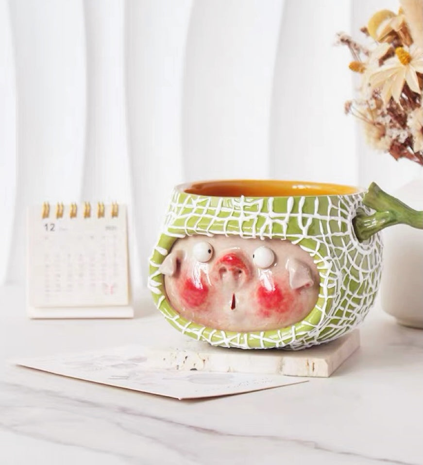 Melon Pig Ceramic Bowl