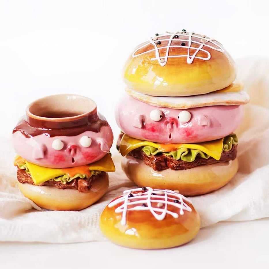 Hamburger Pig Straw Cup