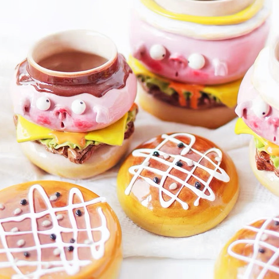 Hamburger Pig Straw Cup