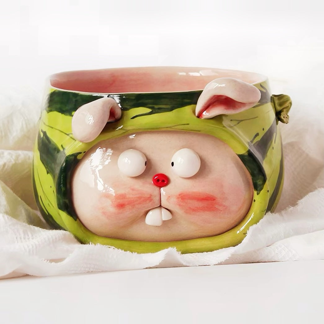 Watermelon Bunny Ceramic Bowl