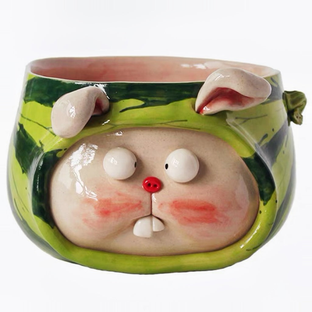 Watermelon Bunny Ceramic Bowl