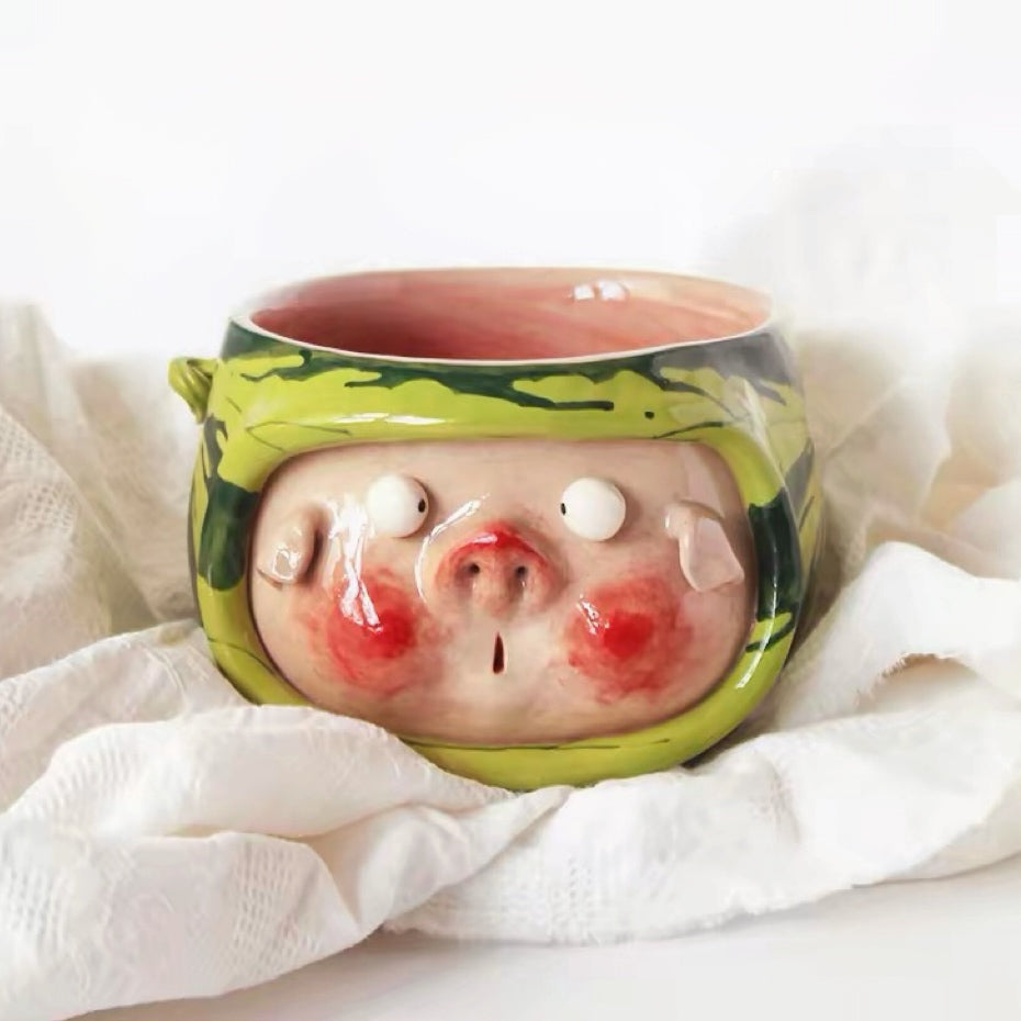 Watermelon Piggy Ceramic Bowl