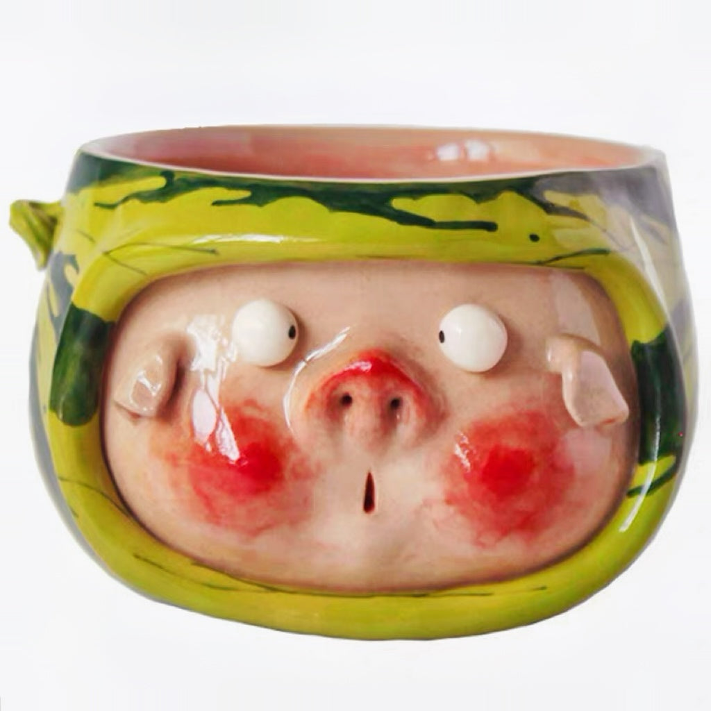 Watermelon Piggy Ceramic Bowl