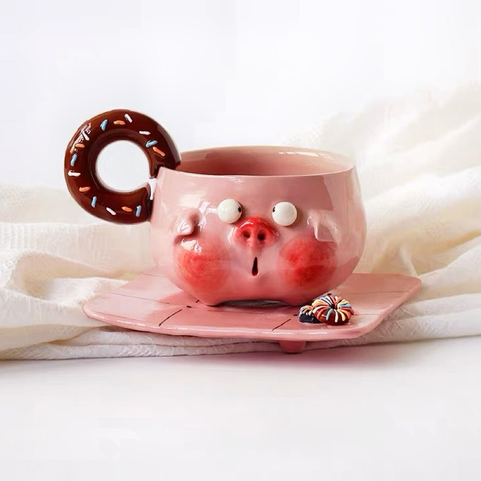 Donut Pig Ceramic Cup