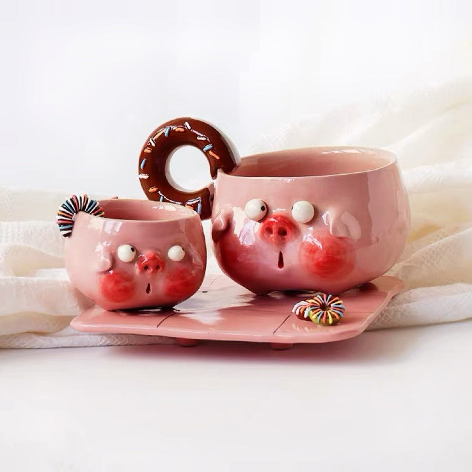 Donut Pig Ceramic Cup