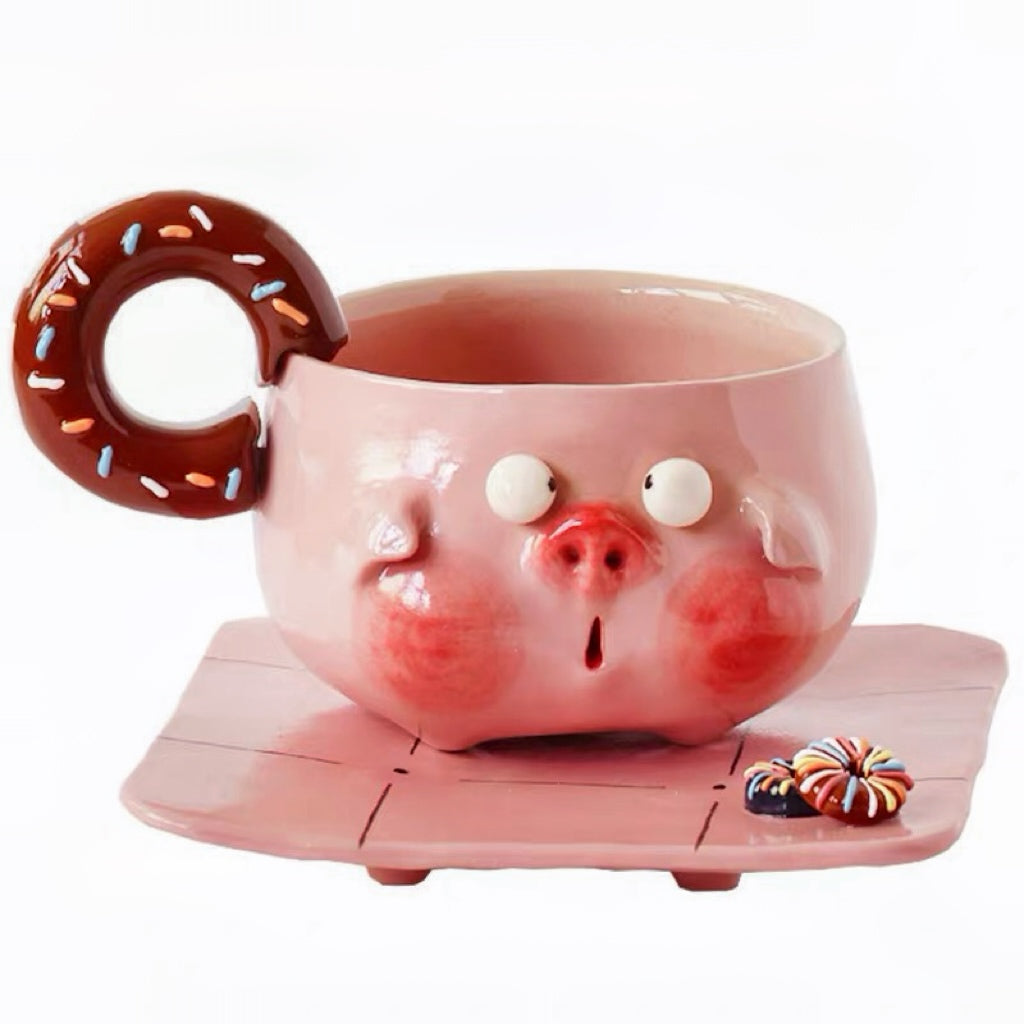 Donut Pig Ceramic Cup