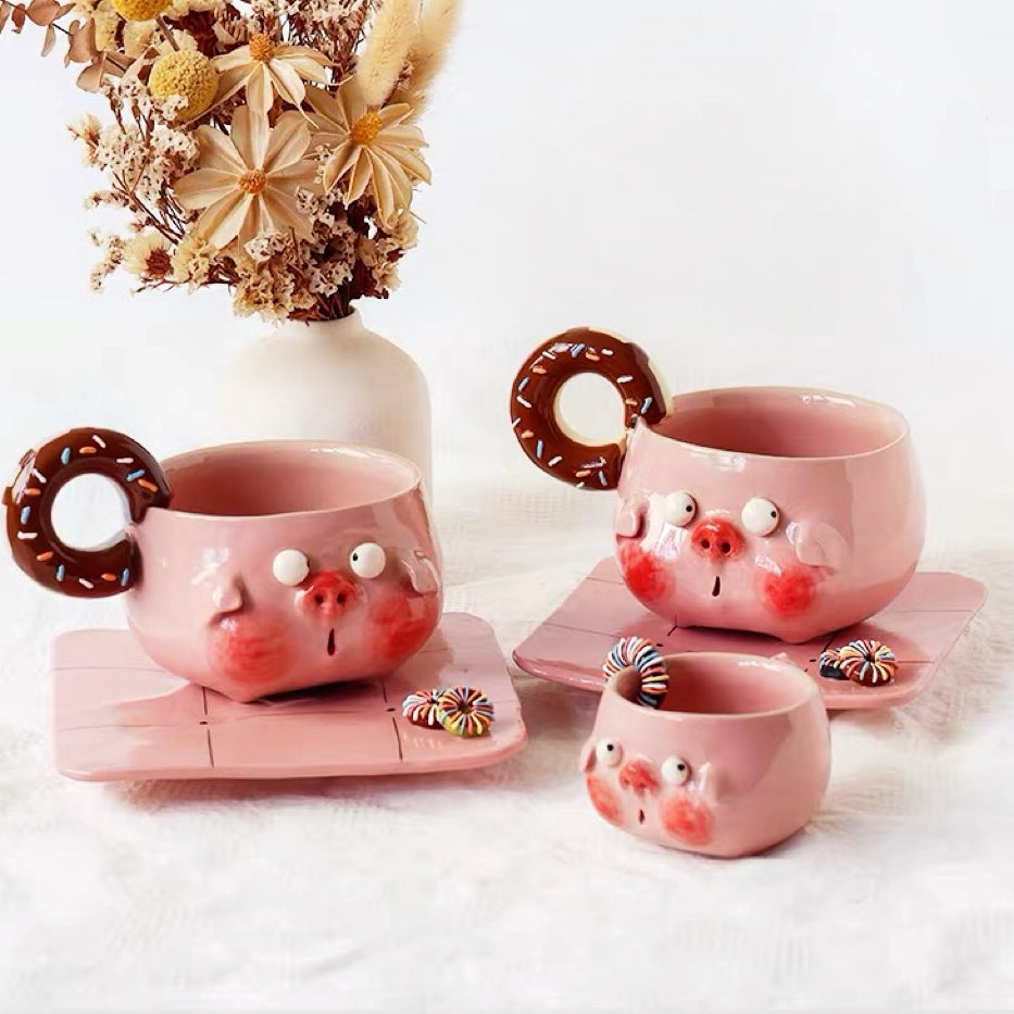 Donut Pig Ceramic Cup