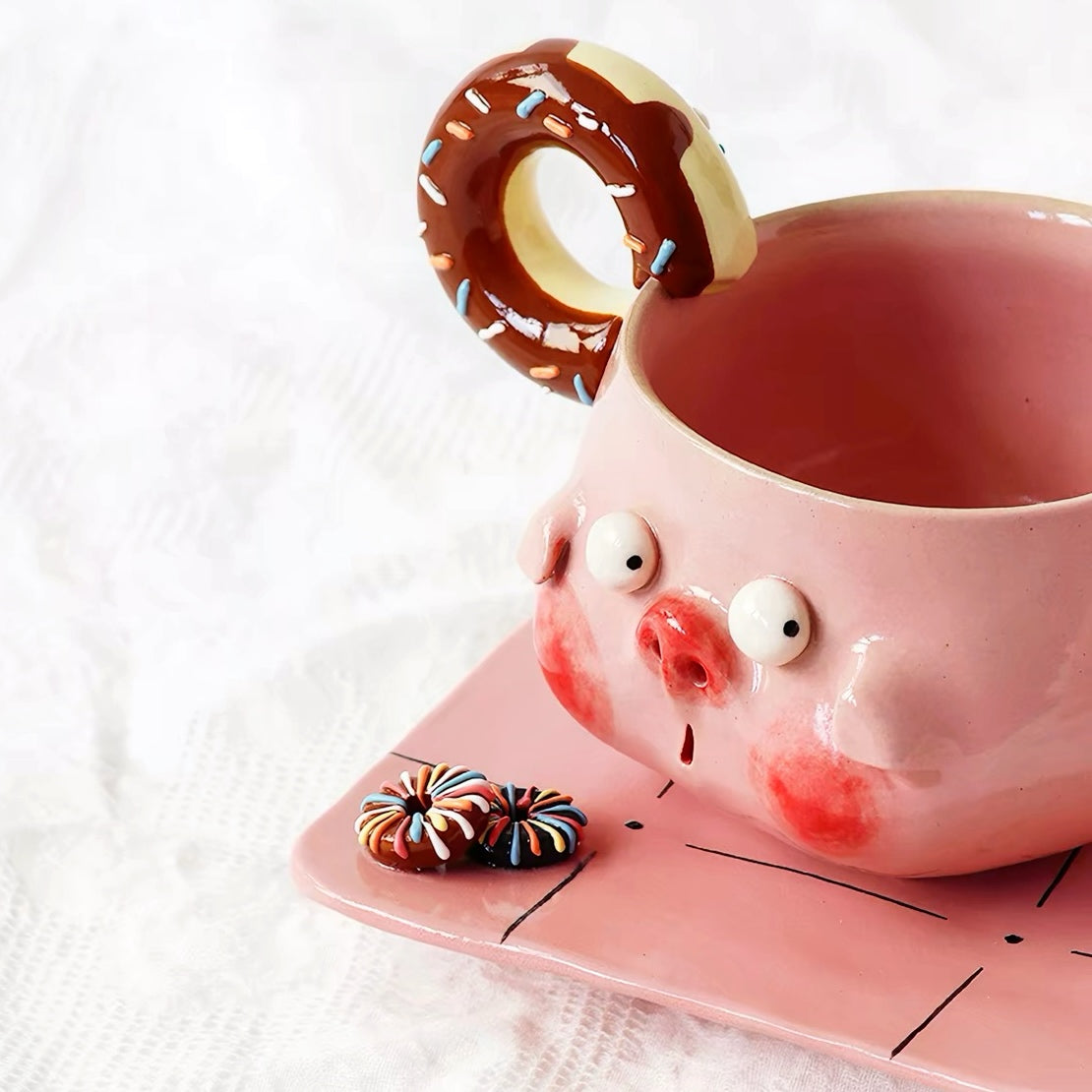 Donut Pig Ceramic Cup