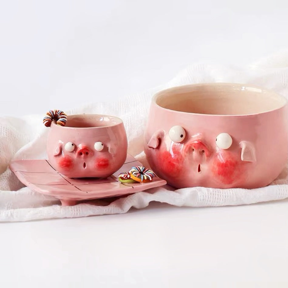 Donut Pig Ceramic Cup