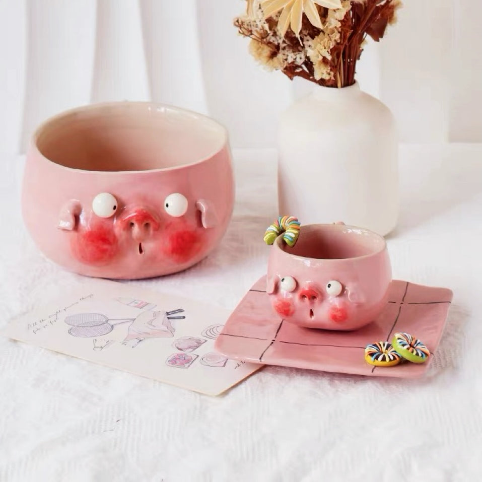Donut Pig Ceramic Cup