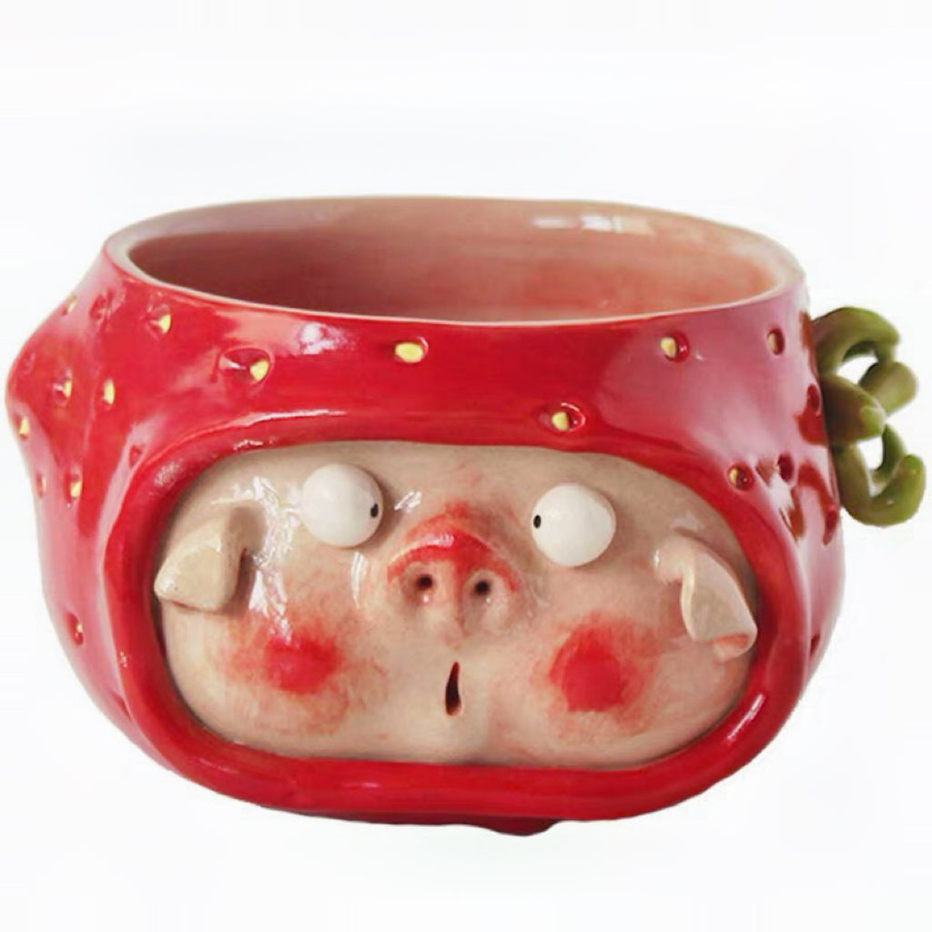 Strawberry Pig Ceramic Bowl