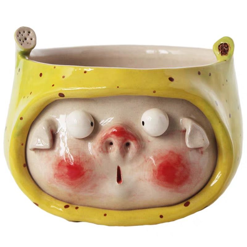 Cute Piggy  Banana Ceramic Bowl