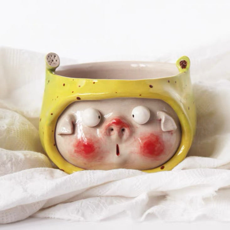 Cute Piggy  Banana Ceramic Bowl